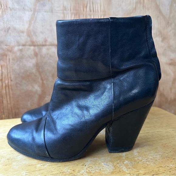 Rag & Bone Newbury Black Leather Ankle Zip Booties - Picture 4 of 13